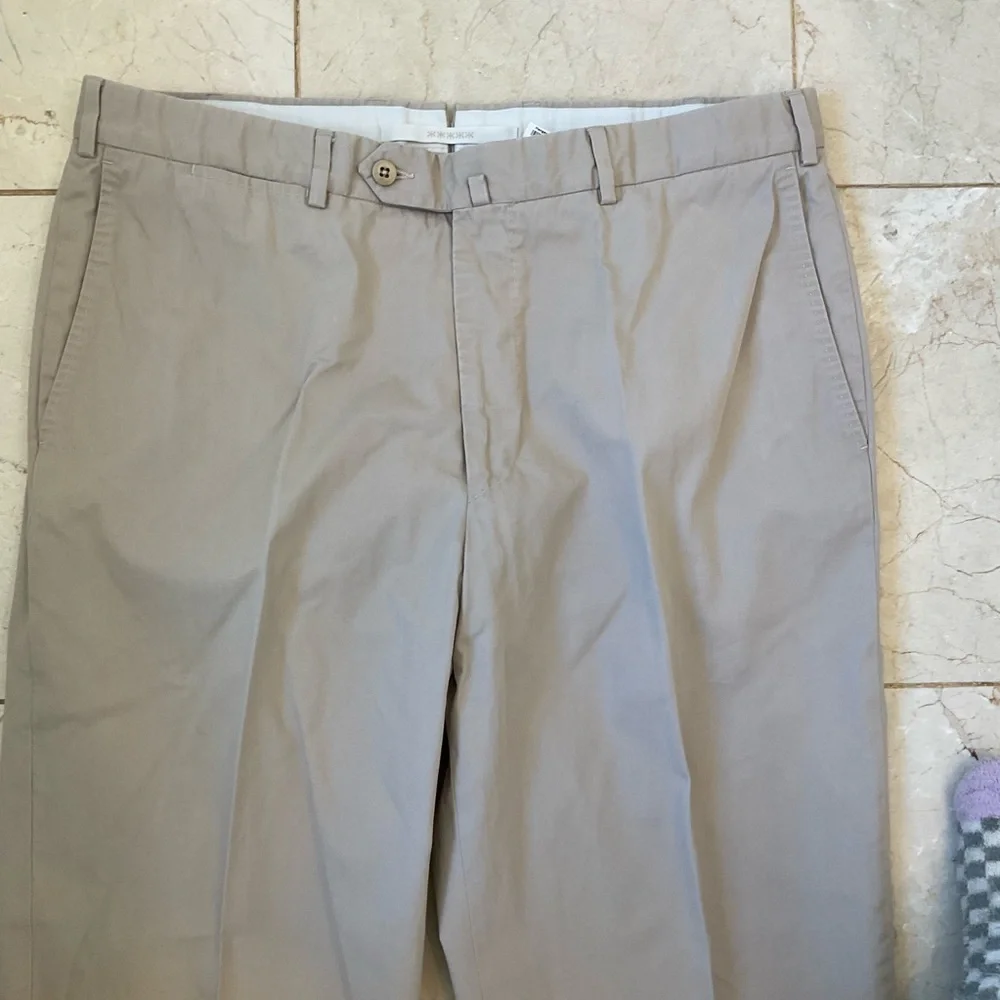 Ermenegildo Zegna Casual Khaki Trousers, 100% Cotton, Elegant Casual, Mens Sz 36